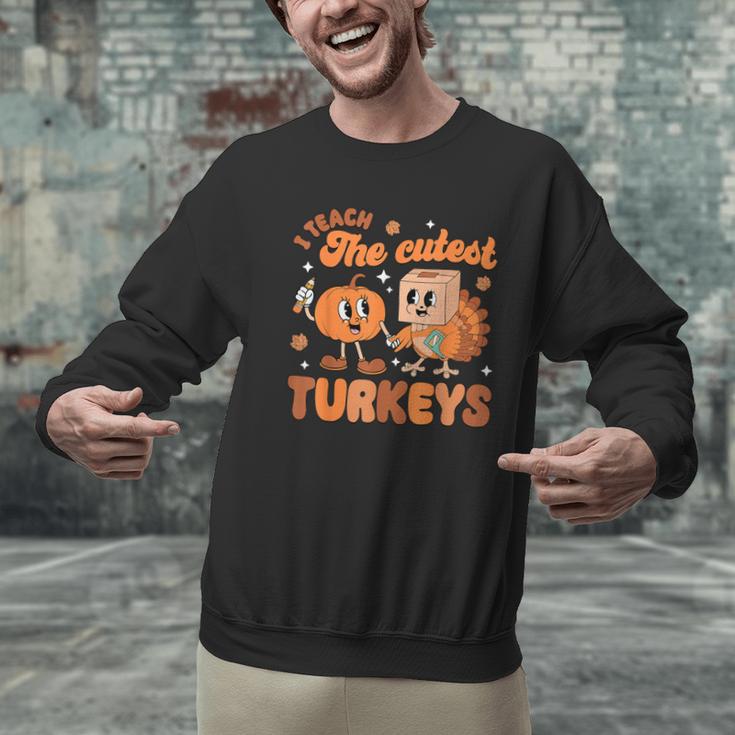 Retro I Teach The Cutest Turkey Thanksgiving Pumpkin Teacher Men Graphic Sweatshirt, gift for family, gift for coworker