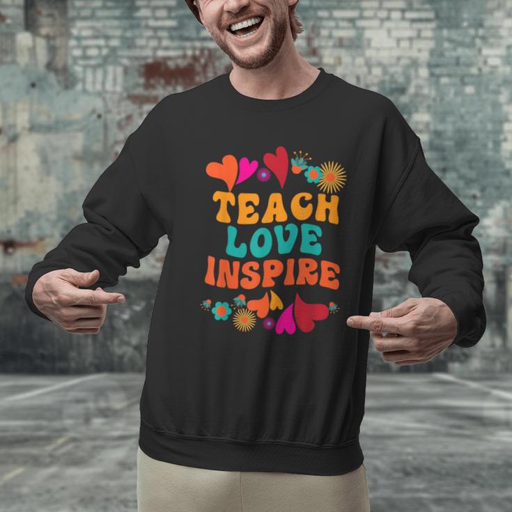 Retro Teach Love Inspire Back To School Teachers Men Graphic Sweatshirt, gift for family, gift for coworker