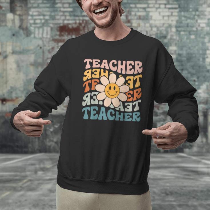 Retro Teacher Daisy Colorful Elementary School Teacher Men Graphic Sweatshirt, gift for family, gift for coworker Retro Teacher Daisy Colorful Elementary School Teacher Men Graphic Sweatshirt, gift for family, gift for coworker