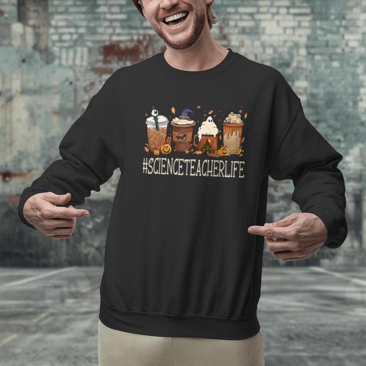 Science Teacher Horror Fall Coffee Halloween Pumpkin Autumn Men Graphic Sweatshirt, Science Teacher Sweatshirts, gift for family, gift for coworker