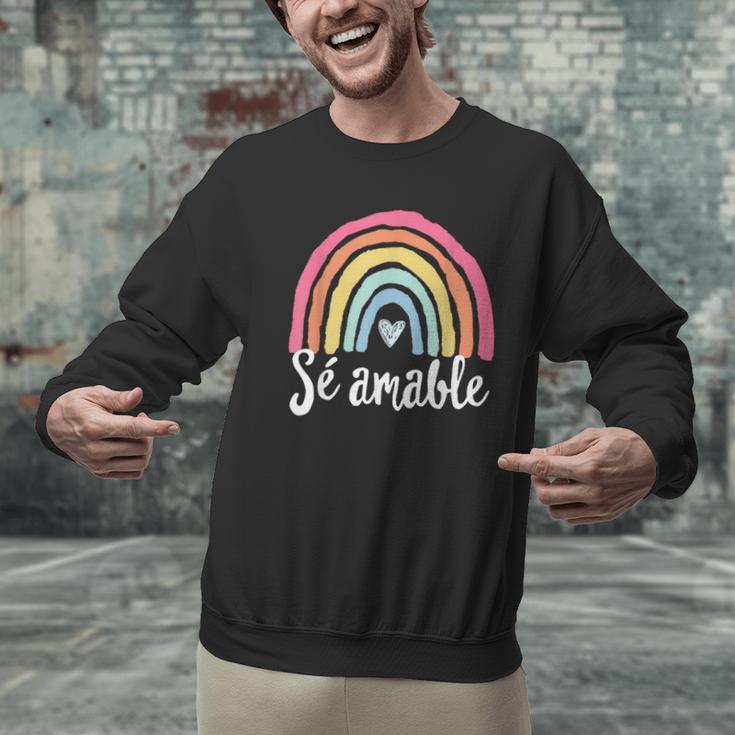 Sé Amable Spanish Bilingual Teacher Be Kind Boho Rainbow Men Graphic Sweatshirt, gift for family, gift for coworker