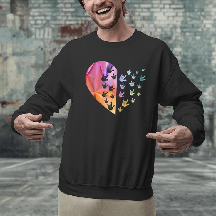 Sign Language Heart ASL For Deaf Teacher Men Graphic Sweatshirt, gift for family, gift for coworker Sign Language Heart ASL For Deaf Teacher Men Graphic Sweatshirt, gift for family, gift for coworker
