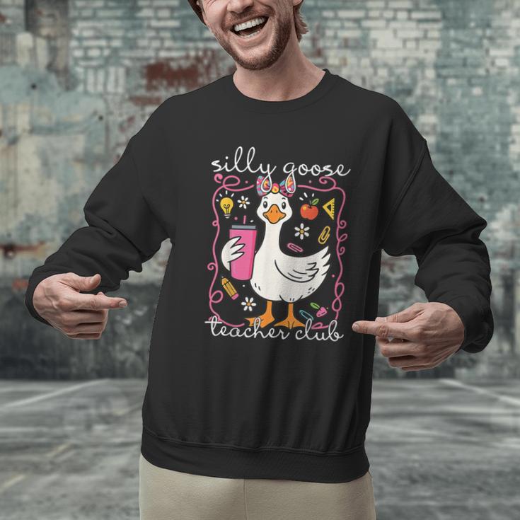 Silly Goose Teacher Club Animal Lover Groovy Teacher Men Graphic Sweatshirt, Groovy Teacher Sweatshirts, gift for family, gift for coworker
