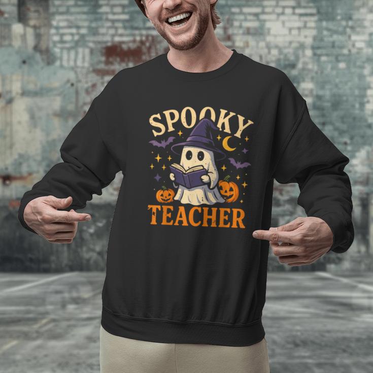 Spooky Teacher Halloween Cute Ghost Pumpkin Reading Women Men Graphic Sweatshirt, gift for family, gift for coworker