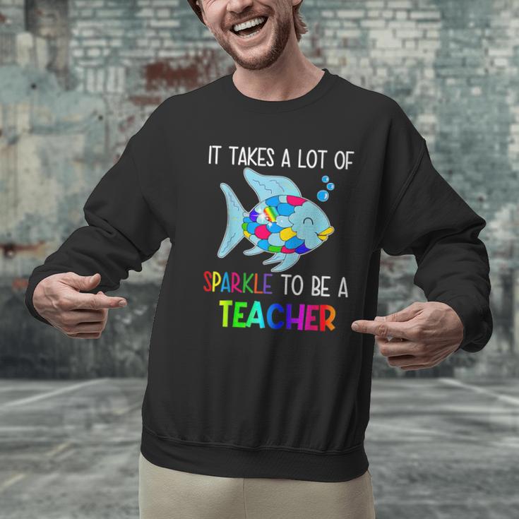 It Takes A Lot Of Sparkle To Be A Teacher Rainbow Fish For Men Women Men Graphic Sweatshirt, gift for family, gift for coworker