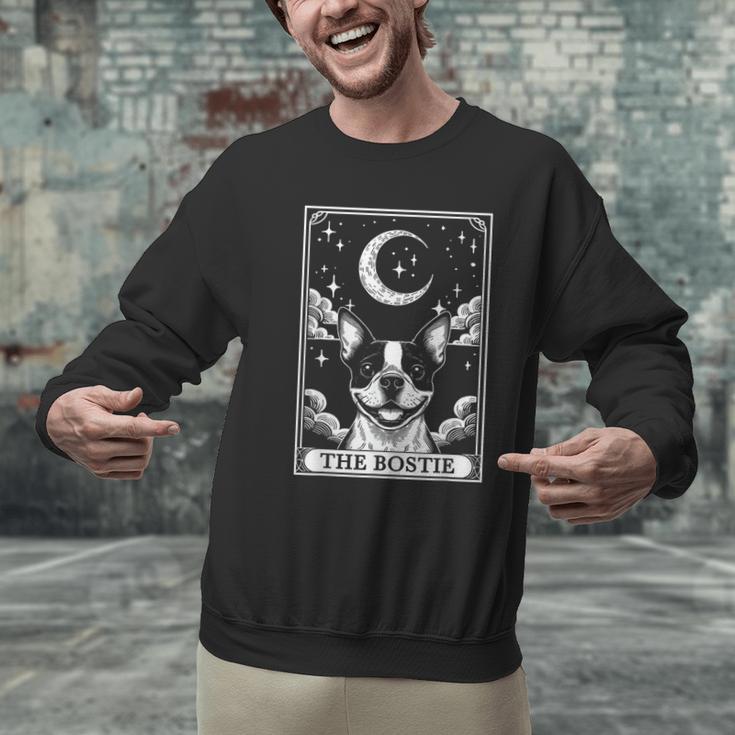 Tarot Card Vintage Crescent Moon Boston Terrier Dog Mom Men Graphic Sweatshirt, Boston Terrier Tarot Sweatshirts, Boston Terrier Mom Sweatshirts, gift for family, gift for coworker