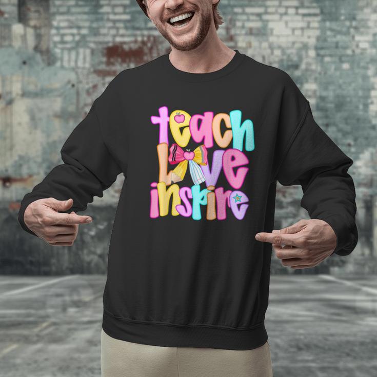 Teach Love Inspire Preppy Back To School Teacher Women Men Graphic Sweatshirt, gift for family, gift for coworker Teach Love Inspire Preppy Back To School Teacher Women Men Graphic Sweatshirt, gift for family, gift for coworker
