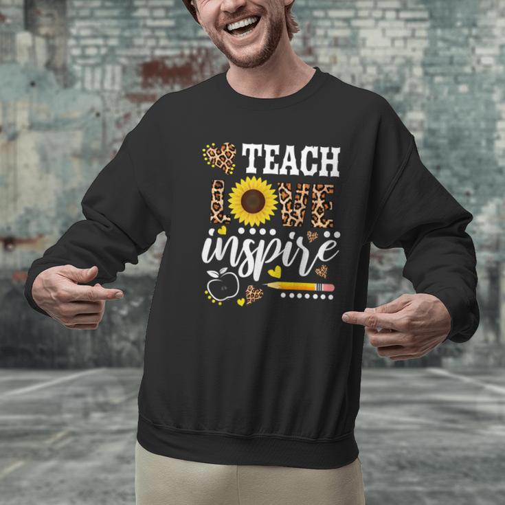 TEACH LOVE INSPIRE Teacher Sunflower Appreciation Men Graphic Sweatshirt, gift for family, gift for coworker