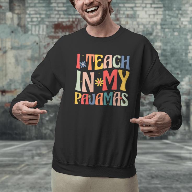 I Teach In My Pajamas Retro Groovy Teacher Humor Men Graphic Sweatshirt, Groovy Teacher Sweatshirts, gift for family, gift for coworker I Teach In My Pajamas Retro Groovy Teacher Humor Men Graphic Sweatshirt, Groovy Teacher Sweatshirts, gift for family, gift for coworker
