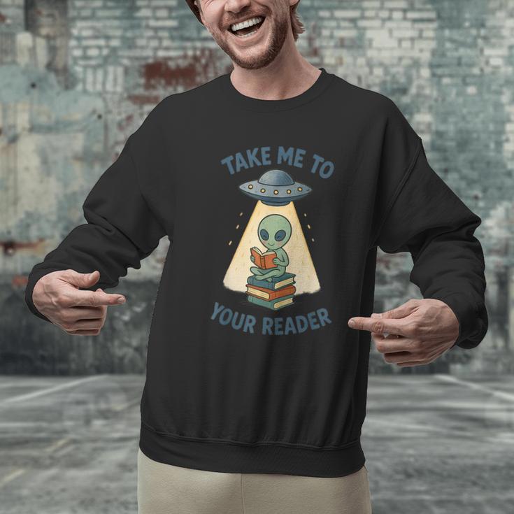 Teacher Alien Books UFO Reading Take Me To Your Reader Men Graphic Sweatshirt, gift for family, gift for coworker Teacher Alien Books UFO Reading Take Me To Your Reader Men Graphic Sweatshirt, gift for family, gift for coworker