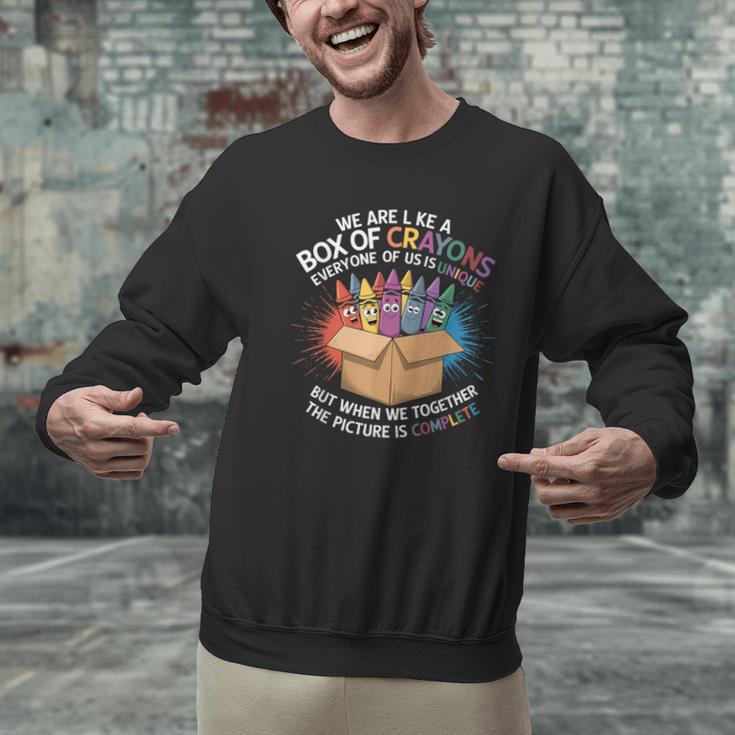 Teacher We Are Like a Box Of Crayons Men Graphic Sweatshirt, gift for family, gift for coworker Teacher We Are Like a Box Of Crayons Men Graphic Sweatshirt, gift for family, gift for coworker
