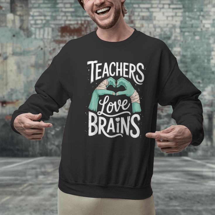 Teacher Halloween Shirt Women Men Teachers Love Brains Men Graphic Sweatshirt, gift for family, gift for coworker