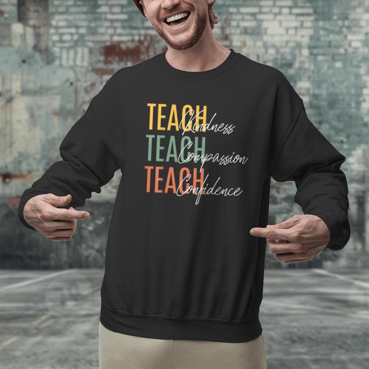Teacher Kindness Compassion Confidence Teaching Men Graphic Sweatshirt, gift for family, gift for coworker Teacher Kindness Compassion Confidence Teaching Men Graphic Sweatshirt, gift for family, gift for coworker