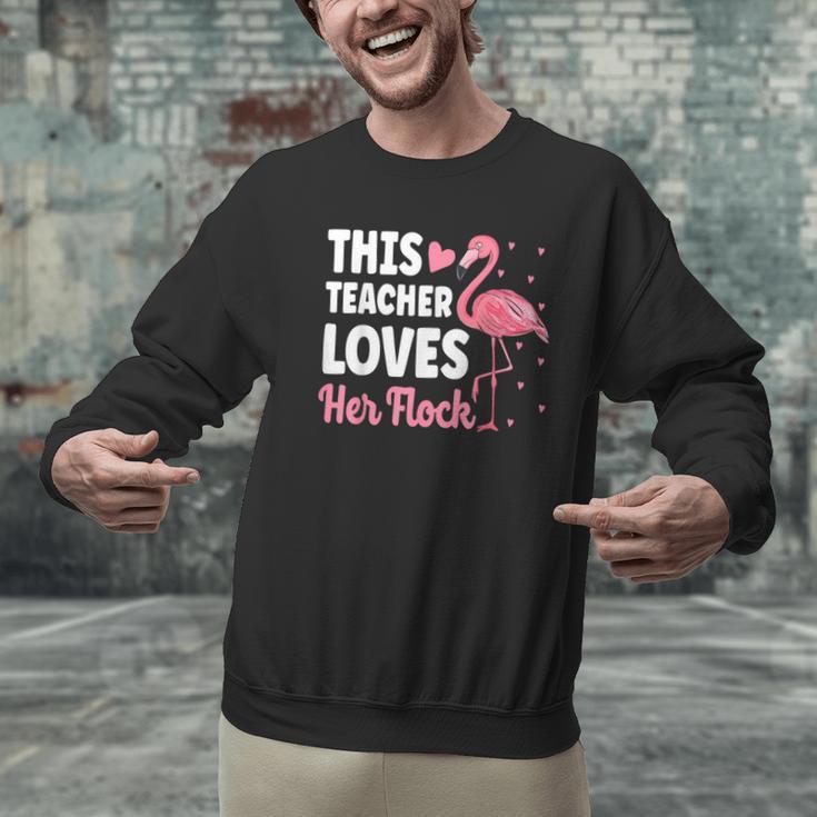 This Teacher Loves Her Flock Teaching Flamingo Girl Men Graphic Sweatshirt, gift for family, gift for coworker