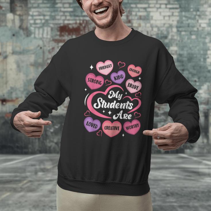Teacher Positive Affirmations Candy Heart Valentine's Day Men Graphic Sweatshirt, gift for family, gift for coworker Teacher Positive Affirmations Candy Heart Valentine's Day Men Graphic Sweatshirt, gift for family, gift for coworker
