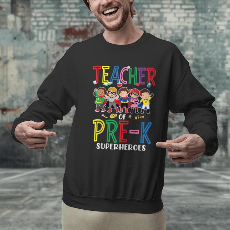 Teacher Of Pre K Superheroes Teacher New School Year Men Women Men Graphic Sweatshirt, gift for family, gift for coworker Teacher Of Pre K Superheroes Teacher New School Year Men Women Men Graphic Sweatshirt, gift for family, gift for coworker