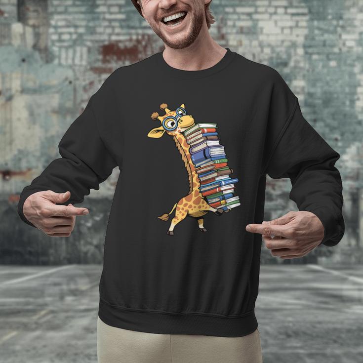 Teacher Shirt Giraffe Holding Books Bookworm Librarian Men Graphic Sweatshirt, gift for family, gift for coworker