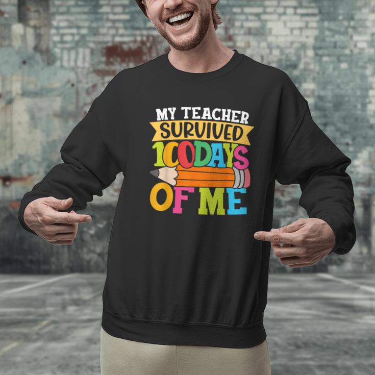 My Teacher Survived 100 Days Of Me 100th Day Of School Kids Men Graphic Sweatshirt, gift for family, gift for coworker