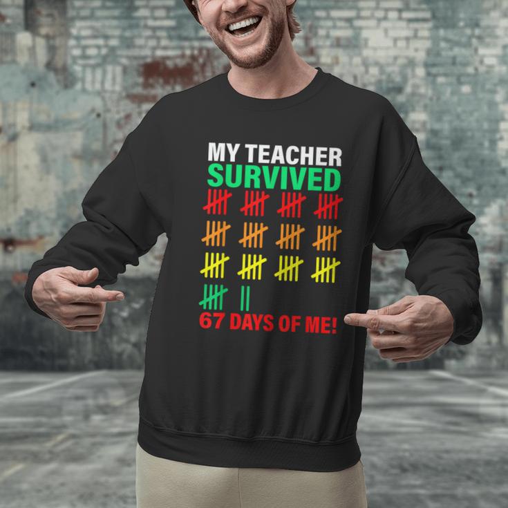 My Teacher Survived 67 Days Of Me School Kids Costume Men Graphic Sweatshirt, gift for family, gift for coworker My Teacher Survived 67 Days Of Me School Kids Costume Men Graphic Sweatshirt, gift for family, gift for coworker