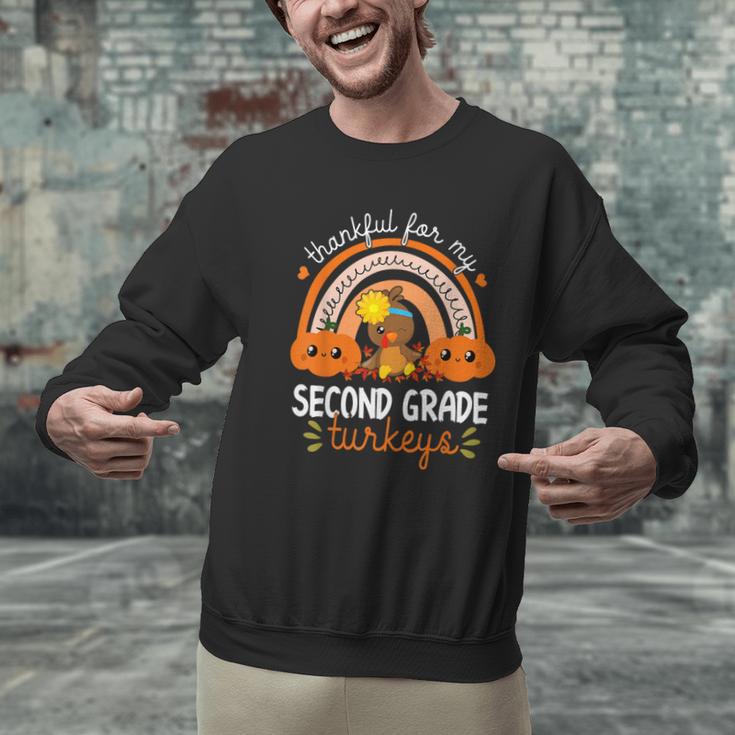 Teacher Thanksgiving Thankful For My Second Grade Turkeys Men Graphic Sweatshirt, gift for family, gift for coworker