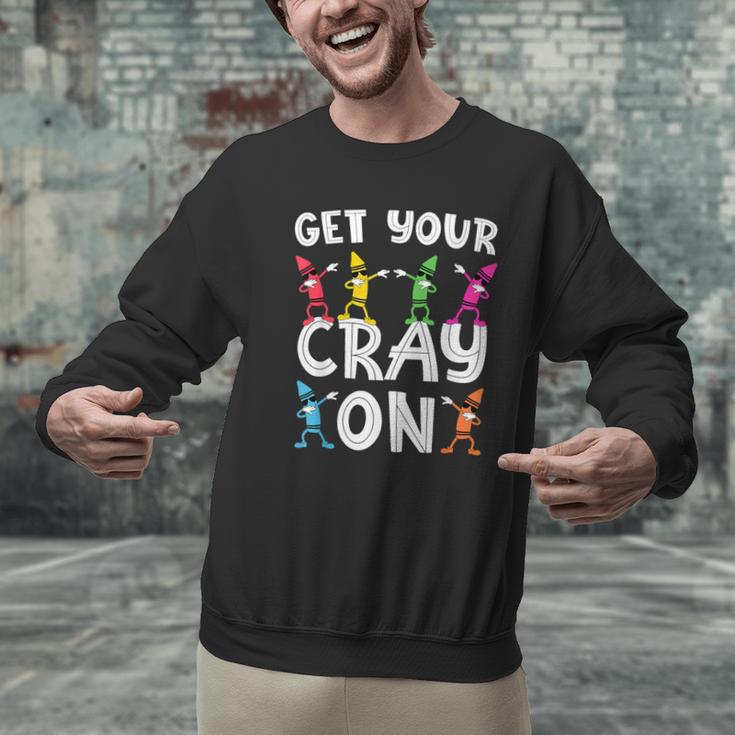 Teacher's Get Your Cray On Dabbing Crayons Men Graphic Sweatshirt, gift for family, gift for coworker Teacher's Get Your Cray On Dabbing Crayons Men Graphic Sweatshirt, gift for family, gift for coworker