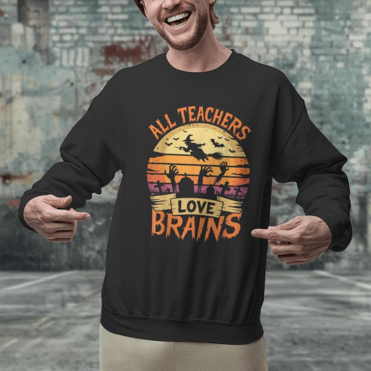 All Teachers Love Brains Halloween Teacher Men Graphic Sweatshirt, gift for family, gift for coworker