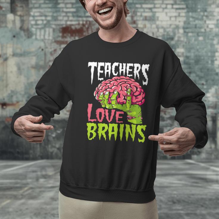 Teachers Love Brains Zombie Teacher Halloween Zombies Men Graphic Sweatshirt, gift for family, gift for coworker