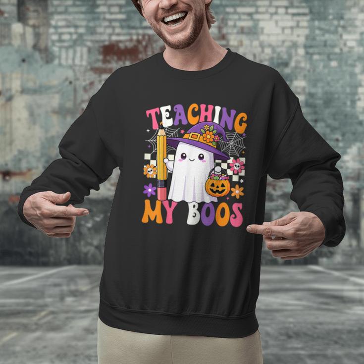 Teaching My Boos Ghost Teacher Cute Pencil Halloween Teacher Men Graphic Sweatshirt, gift for family, gift for coworker