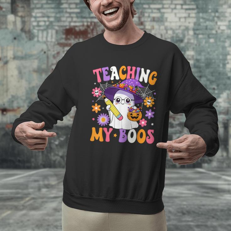 Teaching My Boos Teacher Ghost Teach Halloween Teacher Men Graphic Sweatshirt, gift for family, gift for coworker