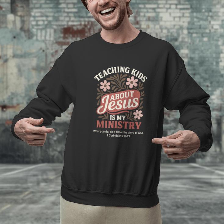 Teaching Kids About Jesus Is My Ministry Christian Teacher Men Graphic Sweatshirt, gift for family, gift for coworker