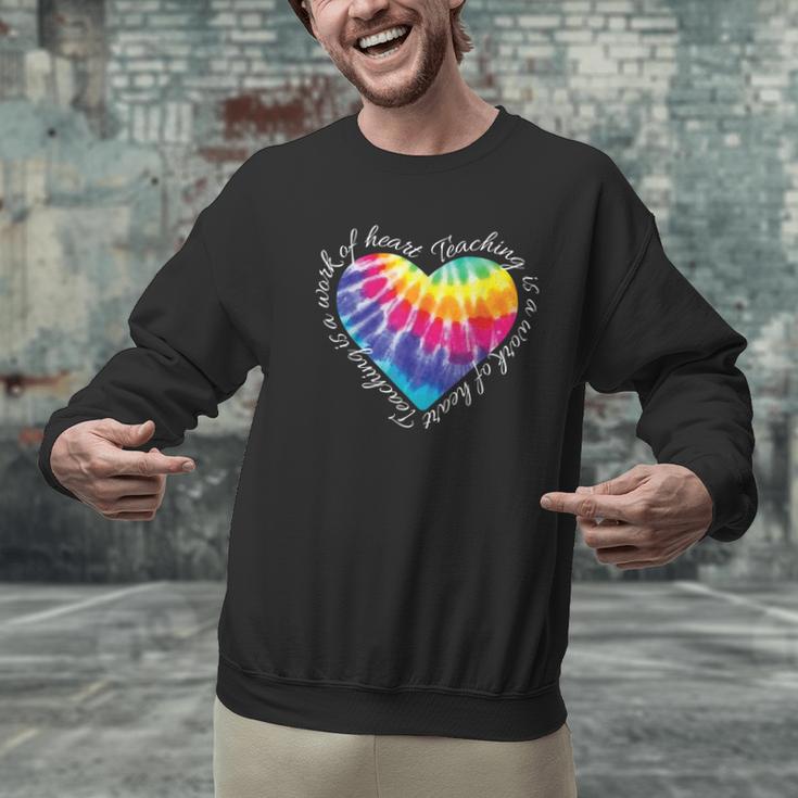 Teaching Is a Work Of Heart Tie Dye Hippie For Teacher For Men Women Girls Kids Men Graphic Sweatshirt, gift for family, gift for coworker