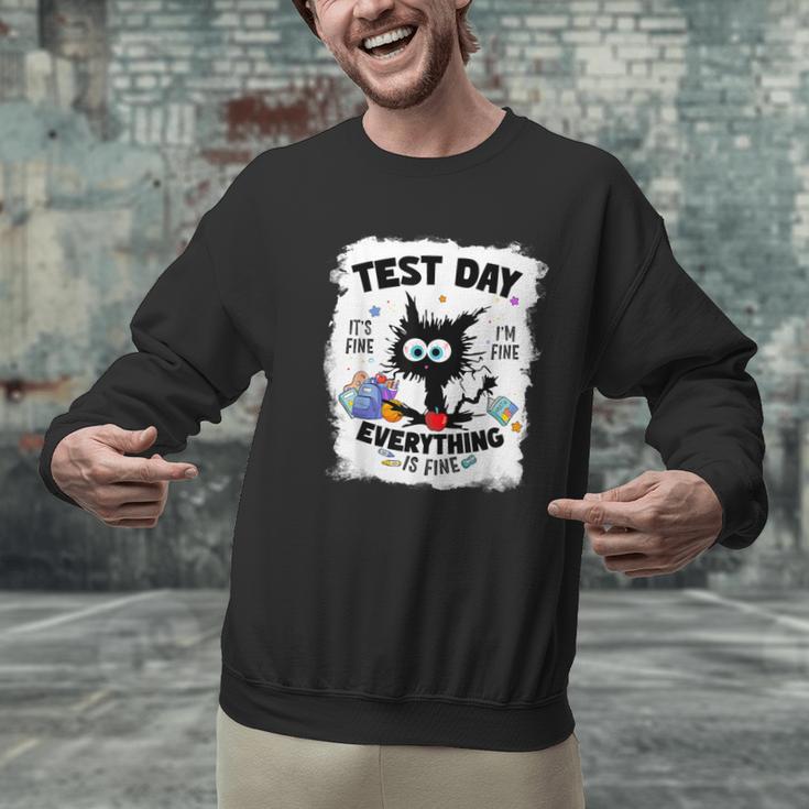 Test Day Stressed Cat Teacher Student Kids Testing Day Men Graphic Sweatshirt, gift for family, gift for coworker