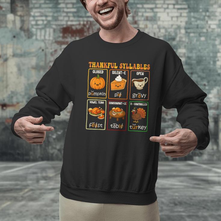 Thankful Syllables Thanksgiving Phonics Reading Teacher Fall Men Graphic Sweatshirt, gift for family, gift for coworker