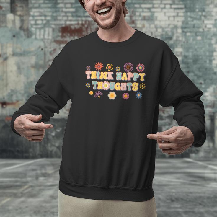 Think Happy Thoughts Teens Spring Positive Message Teachers For Men Women Girls Kids Men Graphic Sweatshirt, gift for family, gift for coworker Think Happy Thoughts Teens Spring Positive Message Teachers For Men Women Girls Kids Men Graphic Sweatshirt, gift for family, gift for coworker