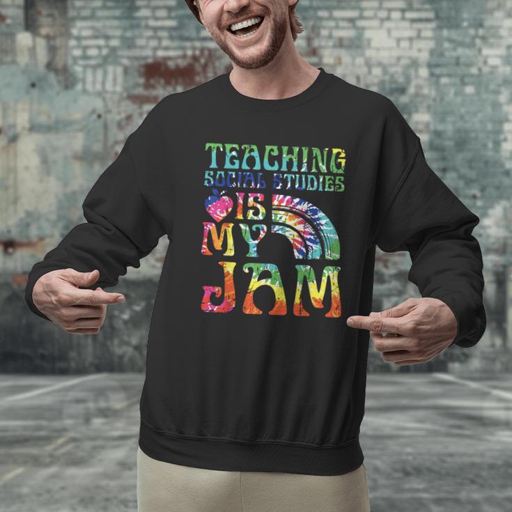 Tie Dye Teaching Social Studies Is My Jam Sunglasses Teacher Men Graphic Sweatshirt, gift for family, gift for coworker