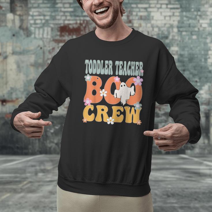 Toddler Teacher Boo Crew Ghost Groovy Halloween For Women Men Graphic Sweatshirt, Groovy Teacher Sweatshirts, gift for family, gift for coworker