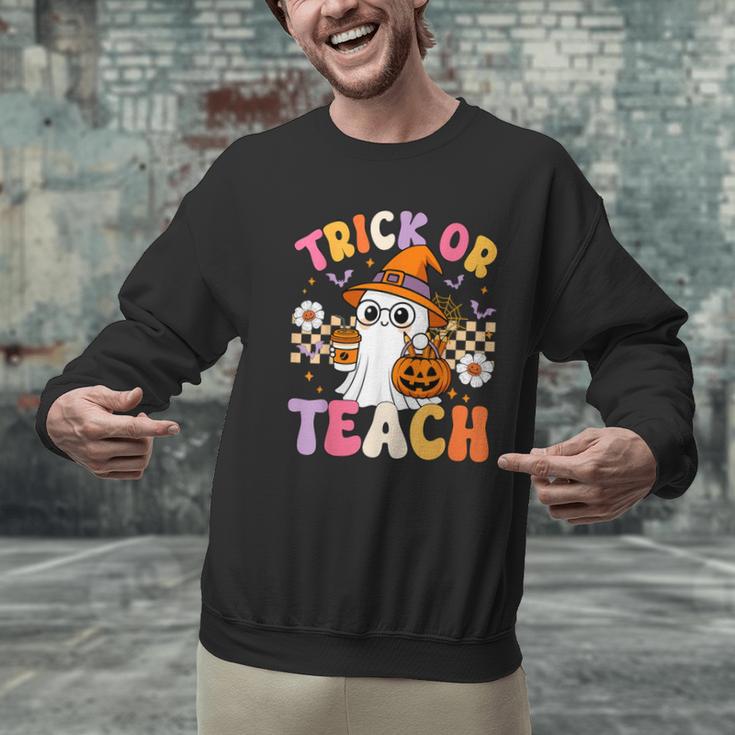 Trick Or Teach Cute Ghost Coffee Pumpkins Halloween Teacher Men Graphic Sweatshirt, gift for family, gift for coworker Trick Or Teach Cute Ghost Coffee Pumpkins Halloween Teacher Men Graphic Sweatshirt, gift for family, gift for coworker