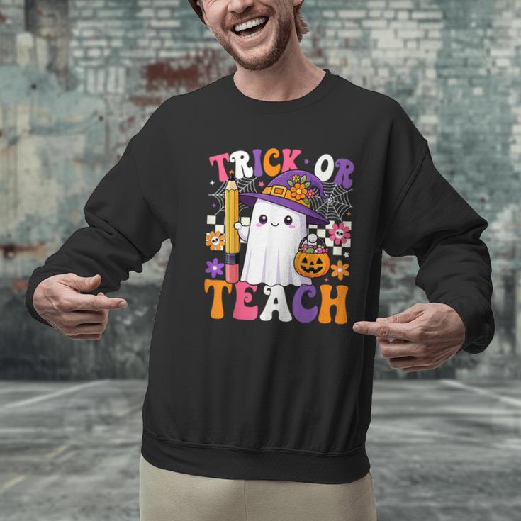 Trick Or Teach Teacher Pencil Ghost Halloween Teacher Men Graphic Sweatshirt, gift for family, gift for coworker Trick Or Teach Teacher Pencil Ghost Halloween Teacher Men Graphic Sweatshirt, gift for family, gift for coworker