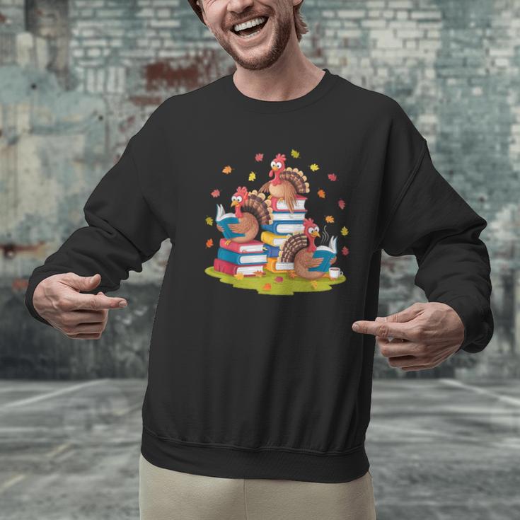 Turkey Reading Books Fall Season Thanksgiving Teacher Book Men Graphic Sweatshirt, gift for family, gift for coworker Turkey Reading Books Fall Season Thanksgiving Teacher Book Men Graphic Sweatshirt, gift for family, gift for coworker