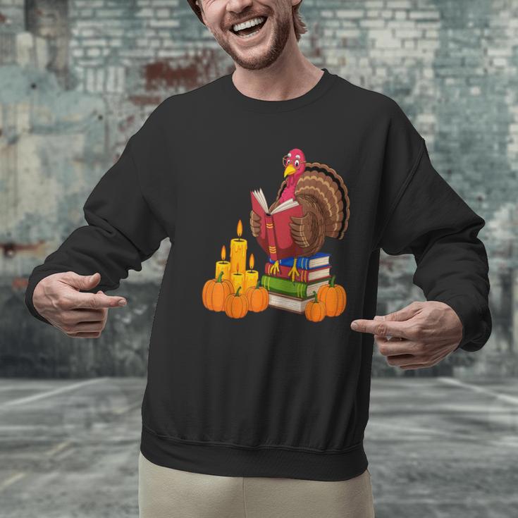 Turkey Reading Books Fall Thanksgiving Teacher Book Men Graphic Sweatshirt, gift for family, gift for coworker Turkey Reading Books Fall Thanksgiving Teacher Book Men Graphic Sweatshirt, gift for family, gift for coworker