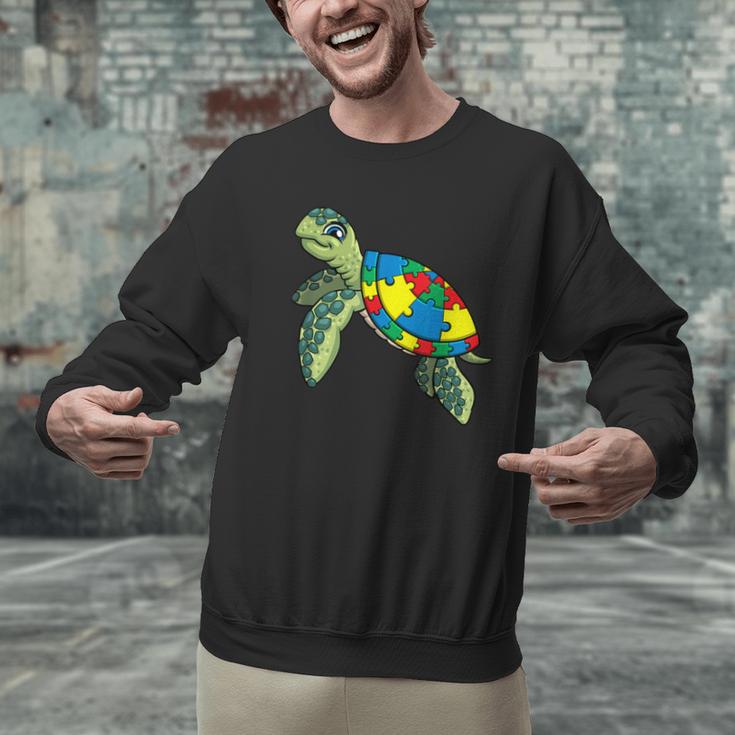 Turtle Puzzle Pieces For Autism Awareness Kids Women Teacher Men Graphic Sweatshirt, gift for family, gift for coworker