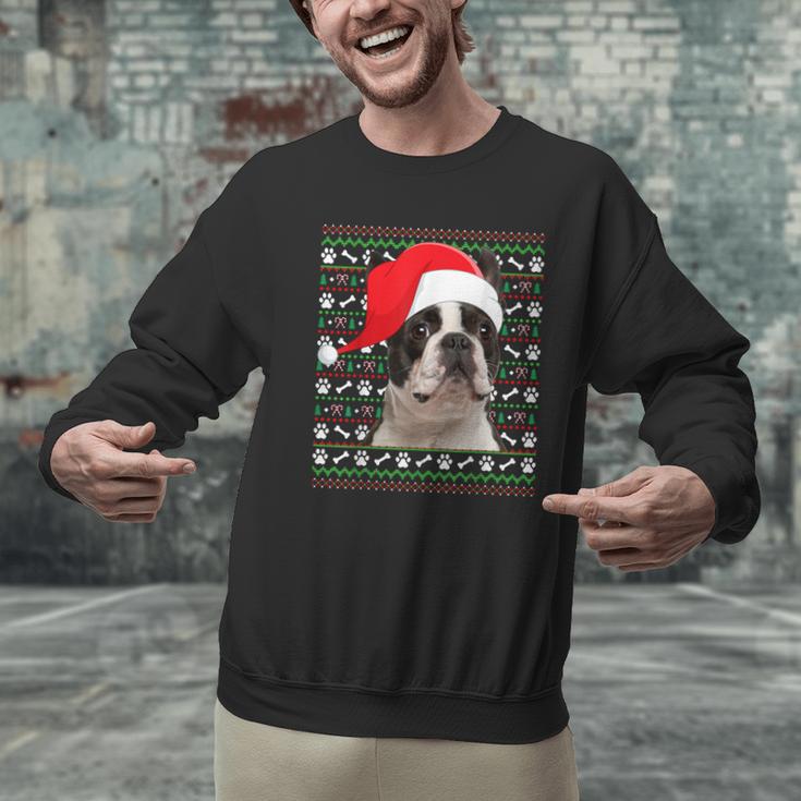 Ugly Xmas Sweater Santa Boston Terrier Dog Christmas For Men Women Kids Men Graphic Sweatshirt, Boston Terrier Christmas Sweatshirts, gift for family, gift for coworker