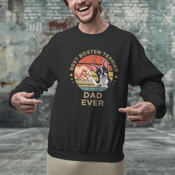 Vintage Best Boston Terrier Dad Ever Dog Father Father's Day Men Girls Kids Men Graphic Sweatshirt, Boston Terrier Dad Sweatshirts, gift for family, gift for coworker