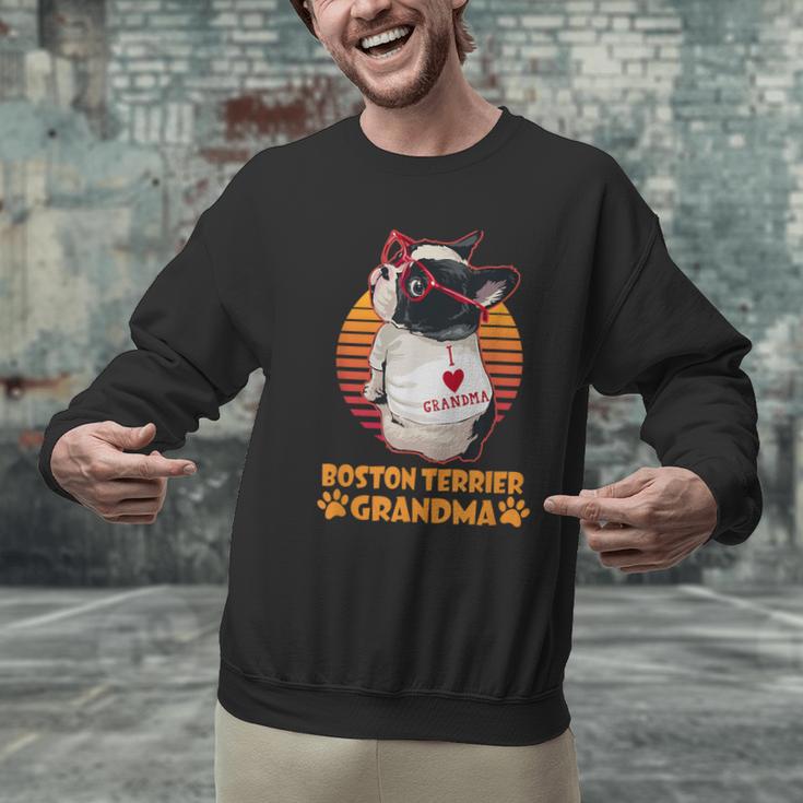 Vintage Boston Terrier Grandma Wear Sunglasses Dog Lover Men Women Girls Kids Men Graphic Sweatshirt, gift for family, gift for coworker