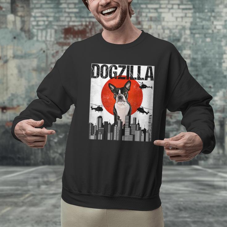 Vintage Japanese Dogzilla Boston Terrier Men Graphic Sweatshirt, gift for family, gift for coworker