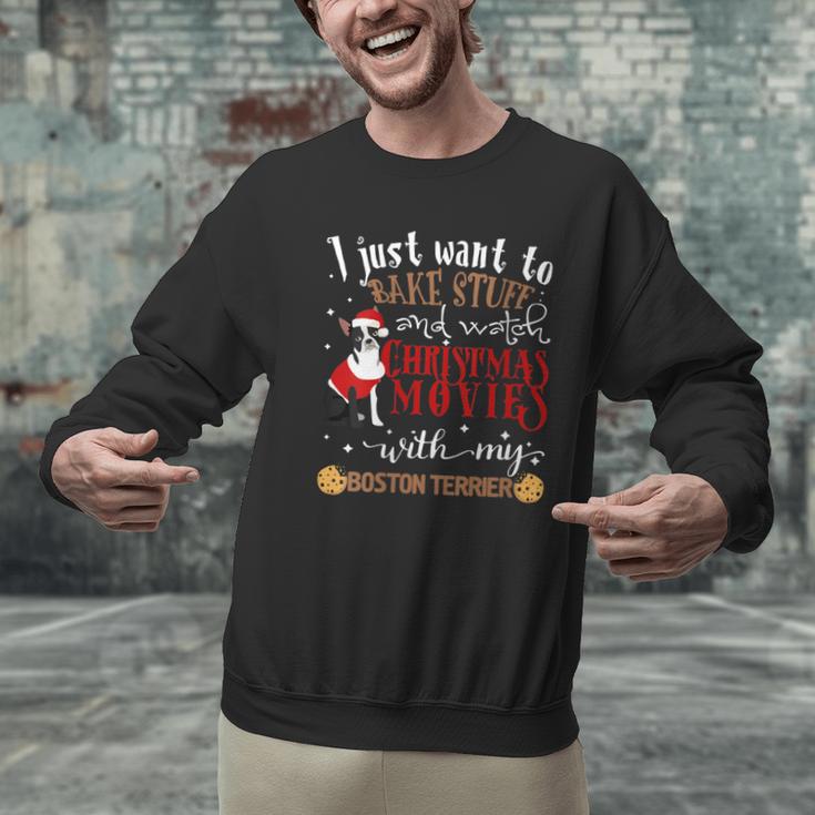 Watch Christmas Movies With My Boston Terrier Bostie Men Graphic Sweatshirt, Boston Terrier Christmas Sweatshirts, gift for family, gift for coworker