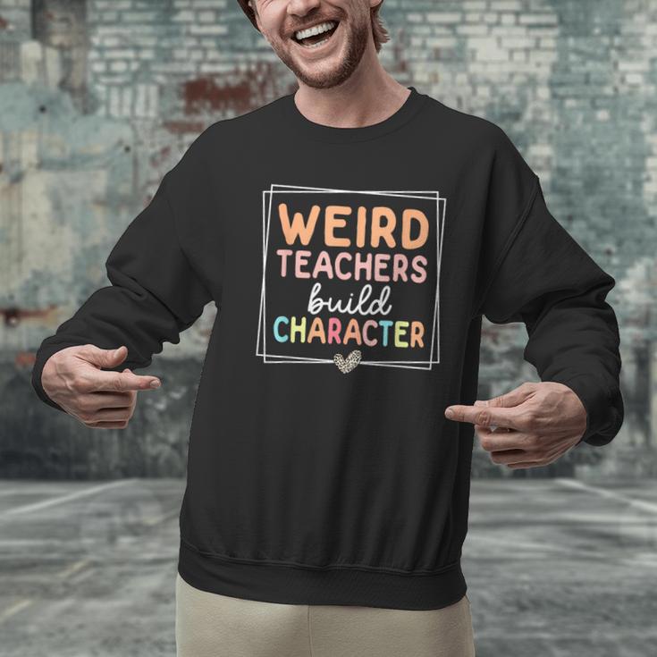 Weird Teachers Build Character Leopard Retro Teacher Men Graphic Sweatshirt, gift for family, gift for coworker