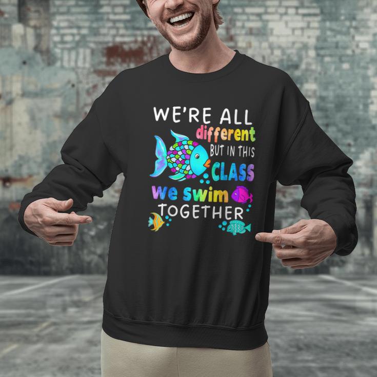 We'Re All Different But We Swim Together Elementary Teacher Men Graphic Sweatshirt, gift for family, gift for coworker We'Re All Different But We Swim Together Elementary Teacher Men Graphic Sweatshirt, gift for family, gift for coworker