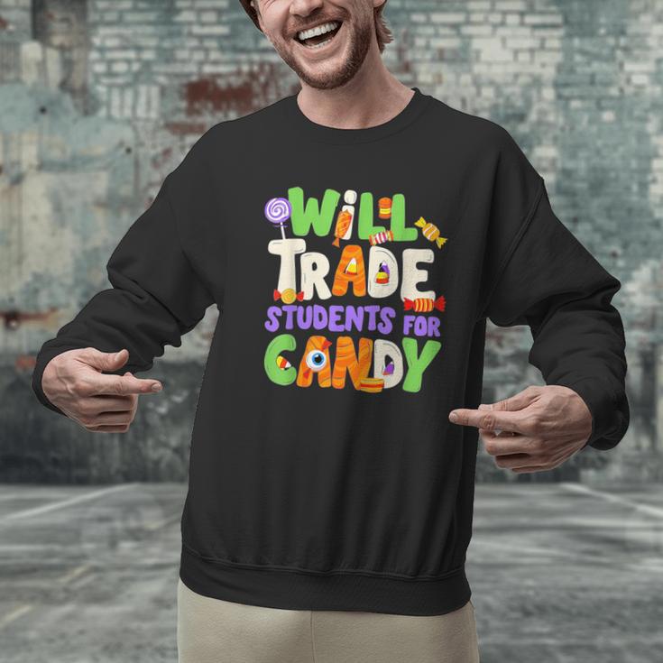 Will Trade Students For Candy Teacher Cute Halloween Costume Men Graphic Sweatshirt, gift for family, gift for coworker Will Trade Students For Candy Teacher Cute Halloween Costume Men Graphic Sweatshirt, gift for family, gift for coworker