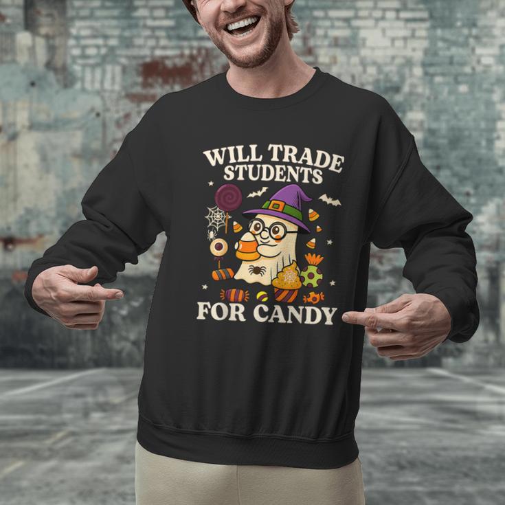 Will Trade Students For Candy Teacher Ghost Halloween Men Graphic Sweatshirt, gift for family, gift for coworker